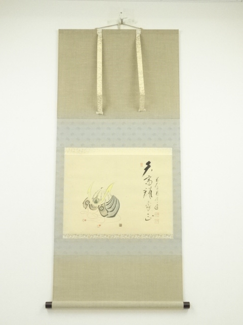 JAPANESE HANGING SCROLL / HAND PAINTED / KABUTO HELMET